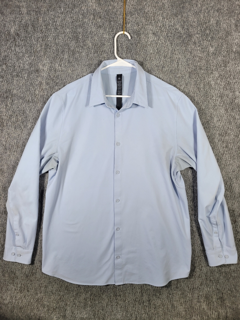 Lululemon Mens XL Commission Long Sleeve Shirt Light Blue Stretch Button Up